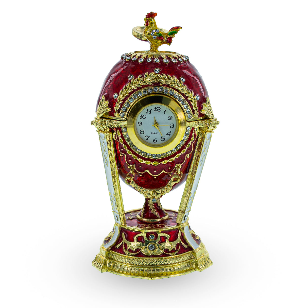1900 Cockerel Royal Imperial Easter Egg in Red in Red color, Oval shape
