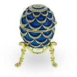 Shop Blue Enamel Pinecone Royal Inspired Imperial Easter Egg with Clock. Buy Royal Royal Eggs Inspired Blue Oval  for Sale by Online Gift Shop BestPysanky Faberge replicas Imperial royal collectible Easter egg decorative Russian inspired style jewelry trinket box bejeweled jeweled enameled decoration figurine collection house music box crystal value for sale real