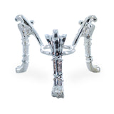 W-Shape Silver Tone Metal Egg Sphere Stand Holder Display in Silver color