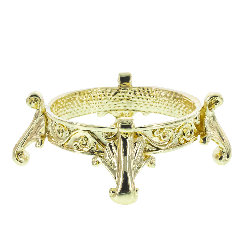 Scroll Four-legged Gold Tone Metal Egg Sphere Stand Holder Display in Gold color