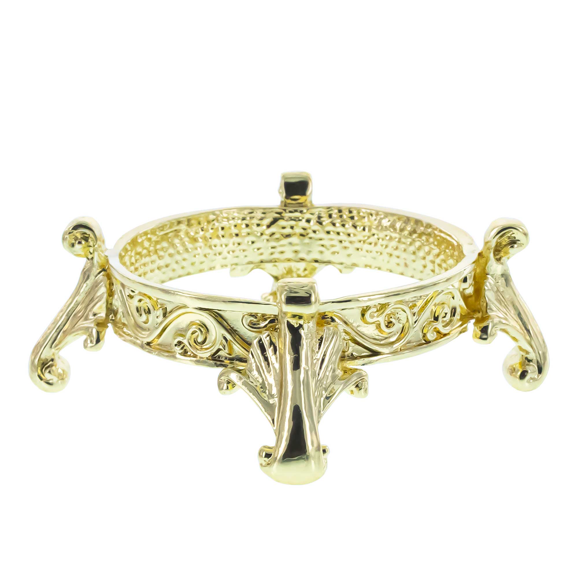 Scroll Four-legged Gold Tone Metal Egg Sphere Stand Holder Display in Gold color