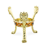 Eagles Gold Tone Metal Ostrich Egg Sphere Stand Holder Display 3.4 Inches Tall in Gold color