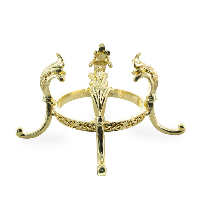 Four-legged Gold Tone Metal Ostrich Egg Sphere Stand Holder Display 2.53 Inches Tall in Gold color