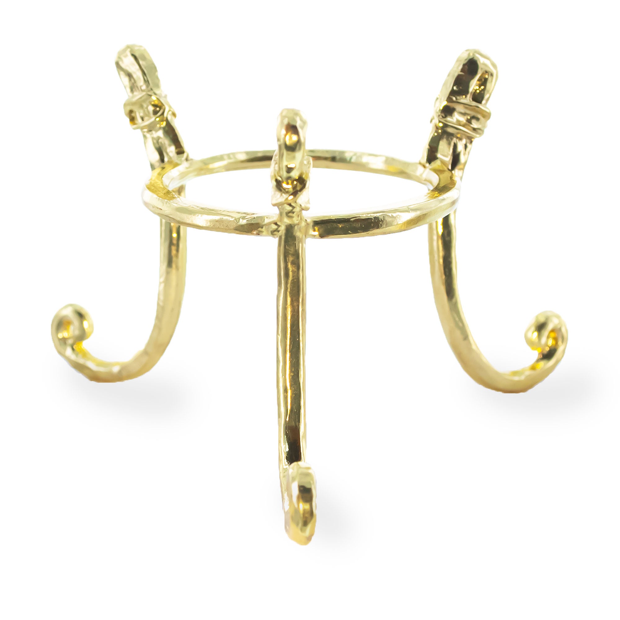 Three-legged Gold Tone Metal Egg Sphere Stand Holder Display in Gold color