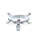 Low Profile Jeweled Silver Tone Metal Egg Sphere Stand Holder Display in Silver color
