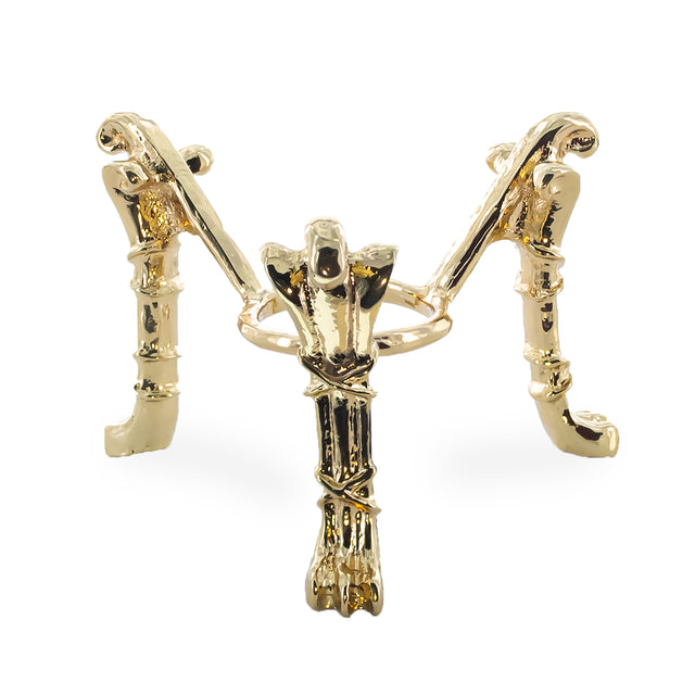 W-Shape Gold Tone Metal Egg Sphere Stand Holder Display in Gold color