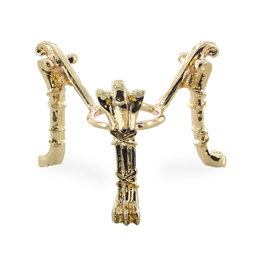 W-Shape Gold Tone Metal Egg Sphere Stand Holder Display in Gold color