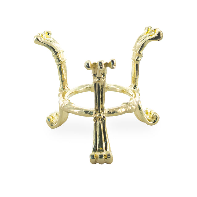 Reversible Three Legged Gold Tone Metal Egg Sphere Stand Holder Display in Gold color