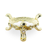 Low Profile Jeweled Gold Tone Metal Egg Sphere Stand Holder Display in Gold color