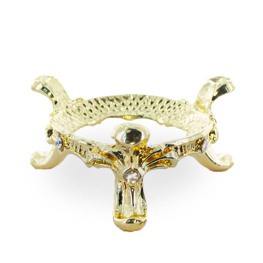 Low Profile Jeweled Gold Tone Metal Egg Sphere Stand Holder Display in Gold color