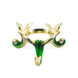 Green Leaves Gold Tone Metal Green Egg Stand Holder in Green color,  shape