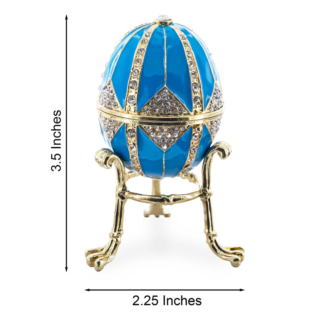 BestPysanky online gift shop sells crystal rhombus blue enamel royal inspired metal easter egg eggs pewter historical crystals hand painted gift boxed decor display collectible home accent