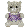 Pewter Crystal Teddy Bear Trinket Box Figurine 2 Inches in Multi color