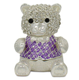 Crystal Teddy Bear Trinket Box Figurine 2 Inches in Multi color