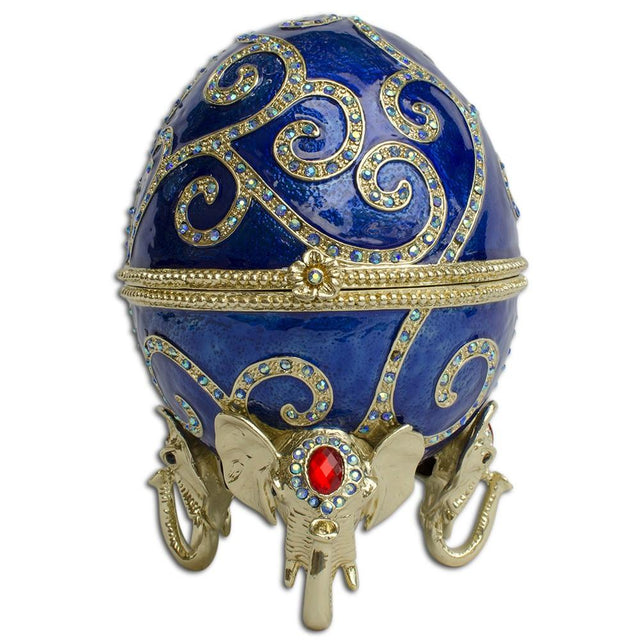 Jeweled Royal Elephant Egg Figurine 7.5 Inches in  color Oval