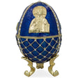 Jesus the Savior Icon Royal Inspired Easter Egg in Blue color, Oval shape
