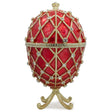 Royal Trellis with Crystals on Red Enamel Royal Inspired Metal Easter Egg 7 Inches in Red color, Oval shape