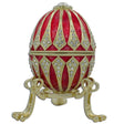 Pewter Red Enamel Jeweled Royal Inspired Imperial Metal Easter Egg 3.25 Inches in Red color Oval