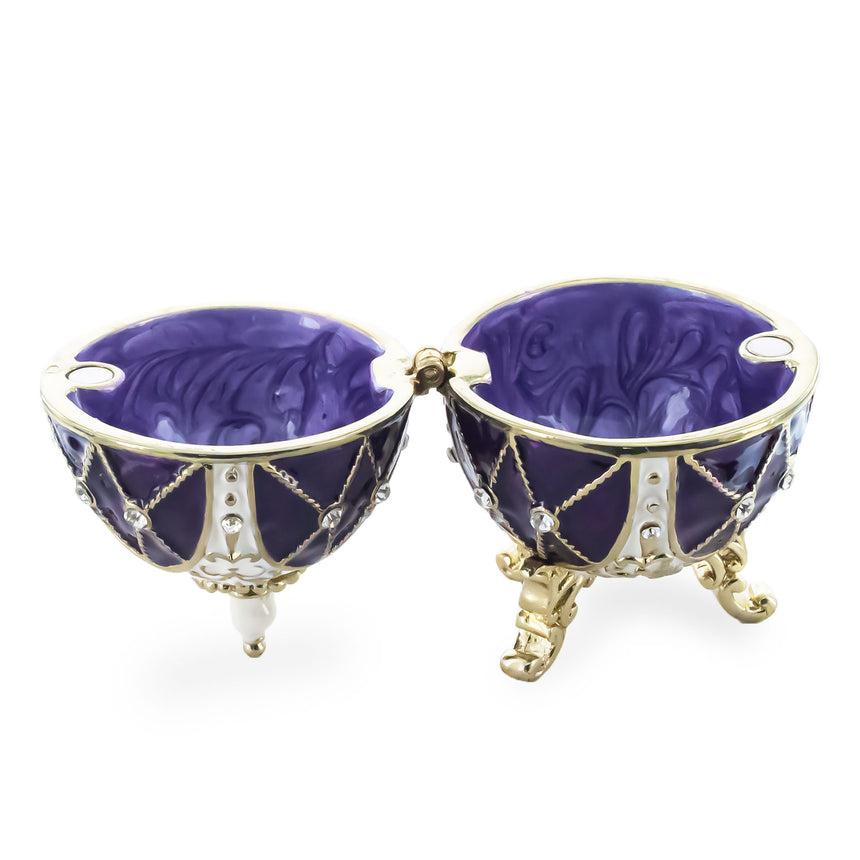 Trellis on Purple Enamel Royal Inspired Easter Egg 2.75 Inches , dimensions in inches: 2.75 x  x