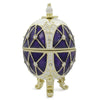 Pewter Trellis on Purple Enamel Royal Inspired Easter Egg 2.75 Inches in Purple color Oval