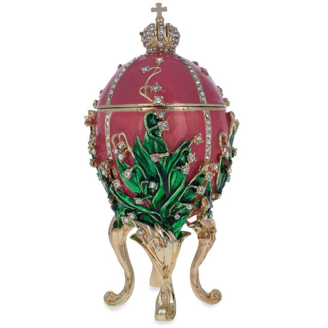 1898 Lilies of the Valley Royal Imperial Easter Egg 6.25 Inches in Red color, Oval shape