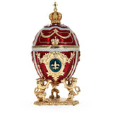 Lions Holding Royal Crown Inspired Easter Egg 2.75 Inches in Red color, Oval shape
