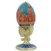 Pewter Kremlin Royal Inspired Imperial Easter Egg 4.25 Inches in Blue color Oval