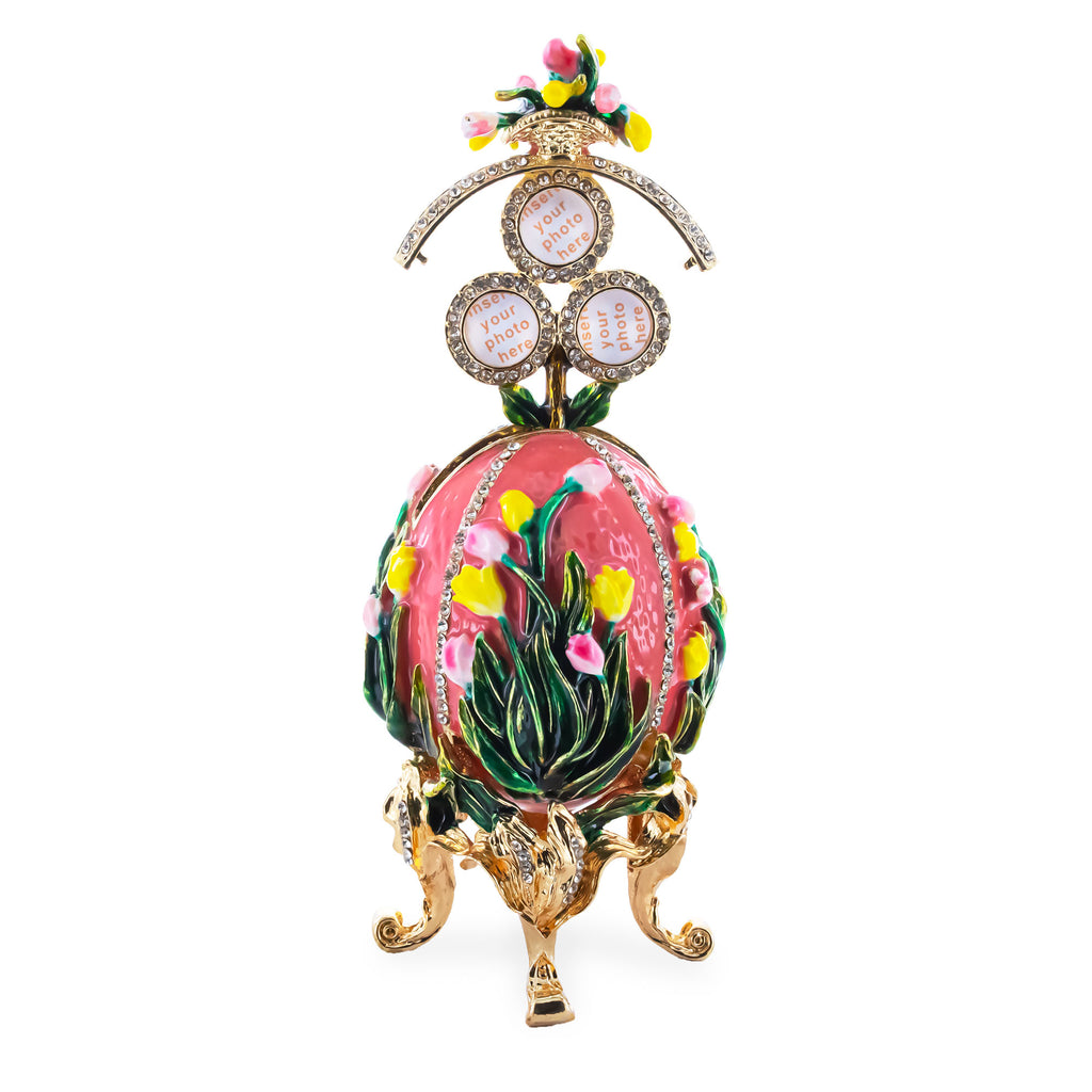 1898 Lilies of the Valley Royal Imperial Metal Easter Egg in Pink in Pink color Oval