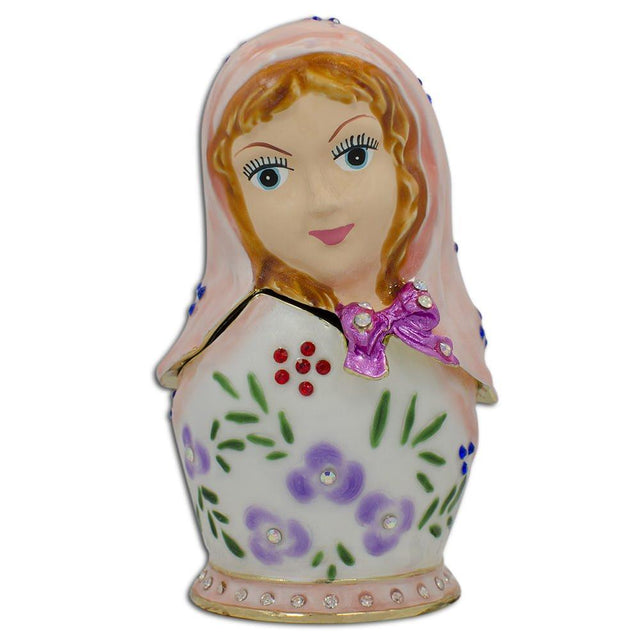 Jeweled Doll Trinket Box Figurine 3.75 Inches in Multi color,  shape