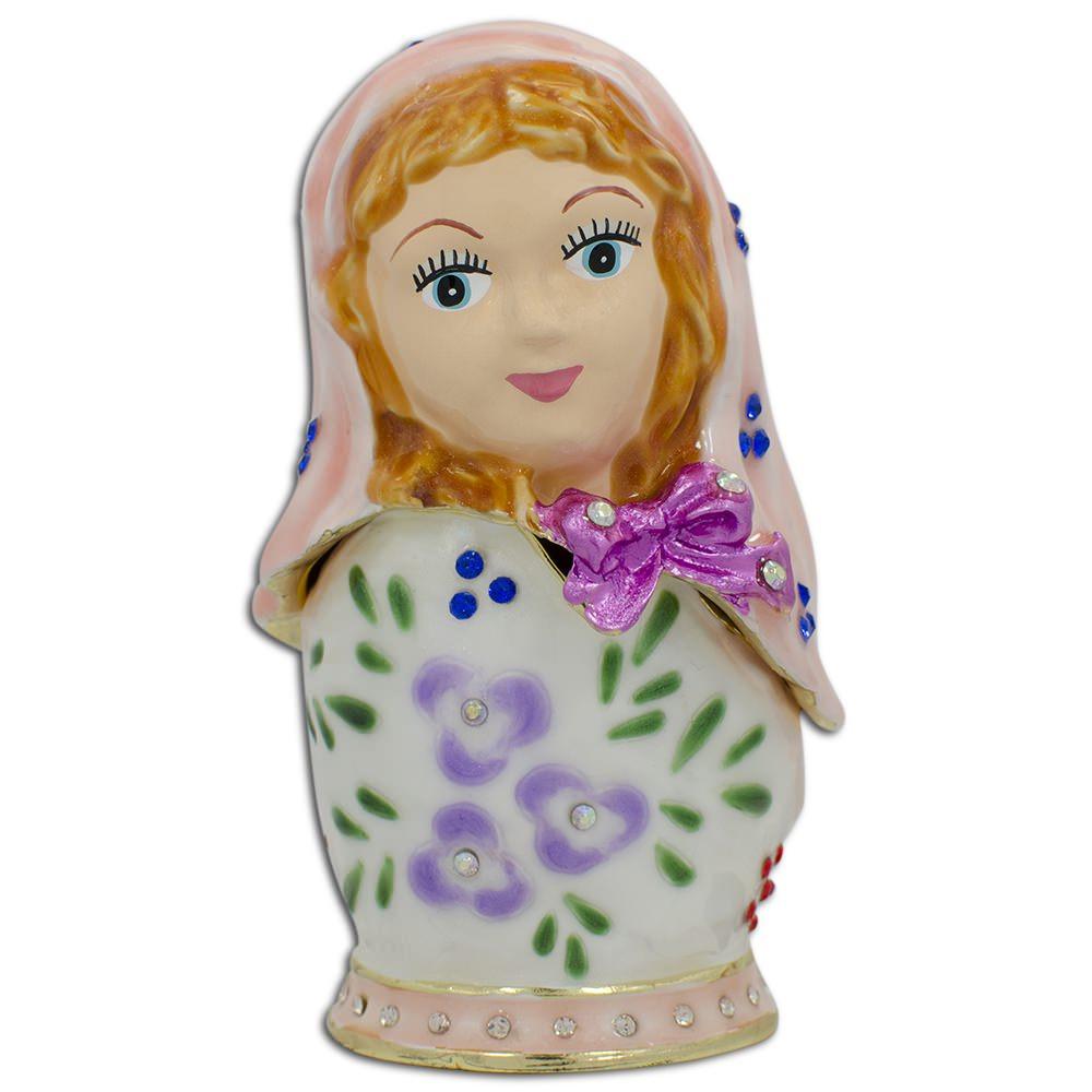 Jeweled Doll Jewelry Trinket Box Figurine 3 Inches in Multi color,  shape