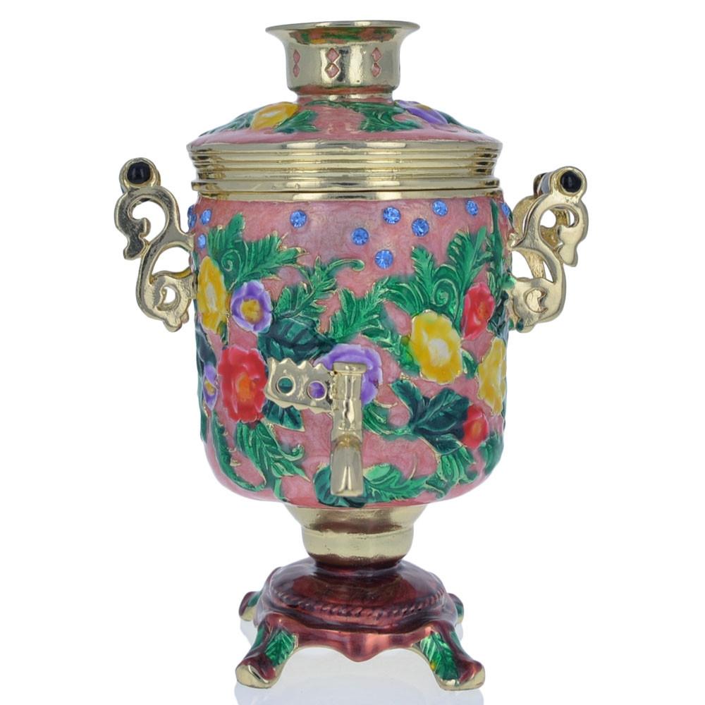 Samovar Teapot Trinket Box Figurine 4.5 Inches in Multi color