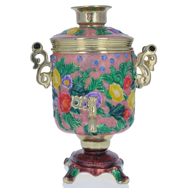 Samovar Teapot Trinket Box Figurine 4.5 Inches in Multi color