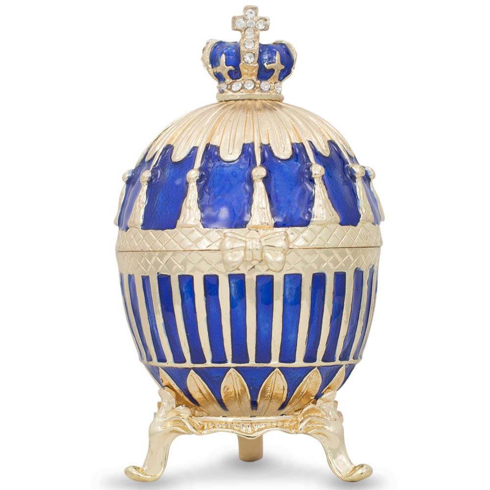 1885 Blue Enamel Ribbed Royal Imperial Easter Egg in Blue color, Oval shape