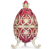 Red Royal Jeweled Inspired Imperial Easter Egg 4.5 Inches in Red color, Oval shape