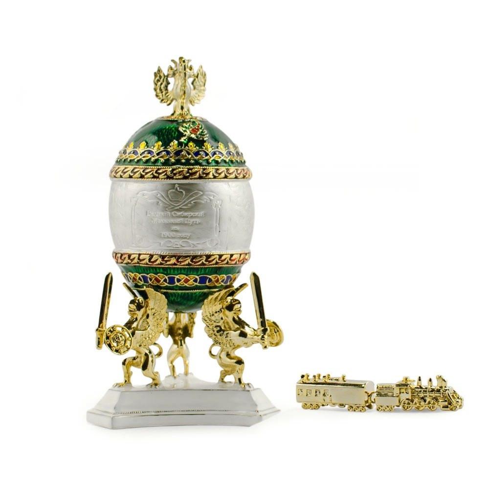 1900 Trans-Siberian Railway Royal Imperial Easter Egg in White color,  shape