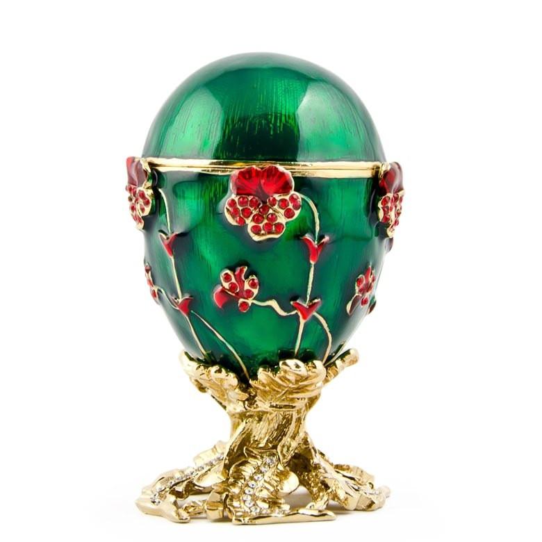 1899 Pansy Royal Imperial Easter Egg 2.5 Inches in Green color, Oval shape