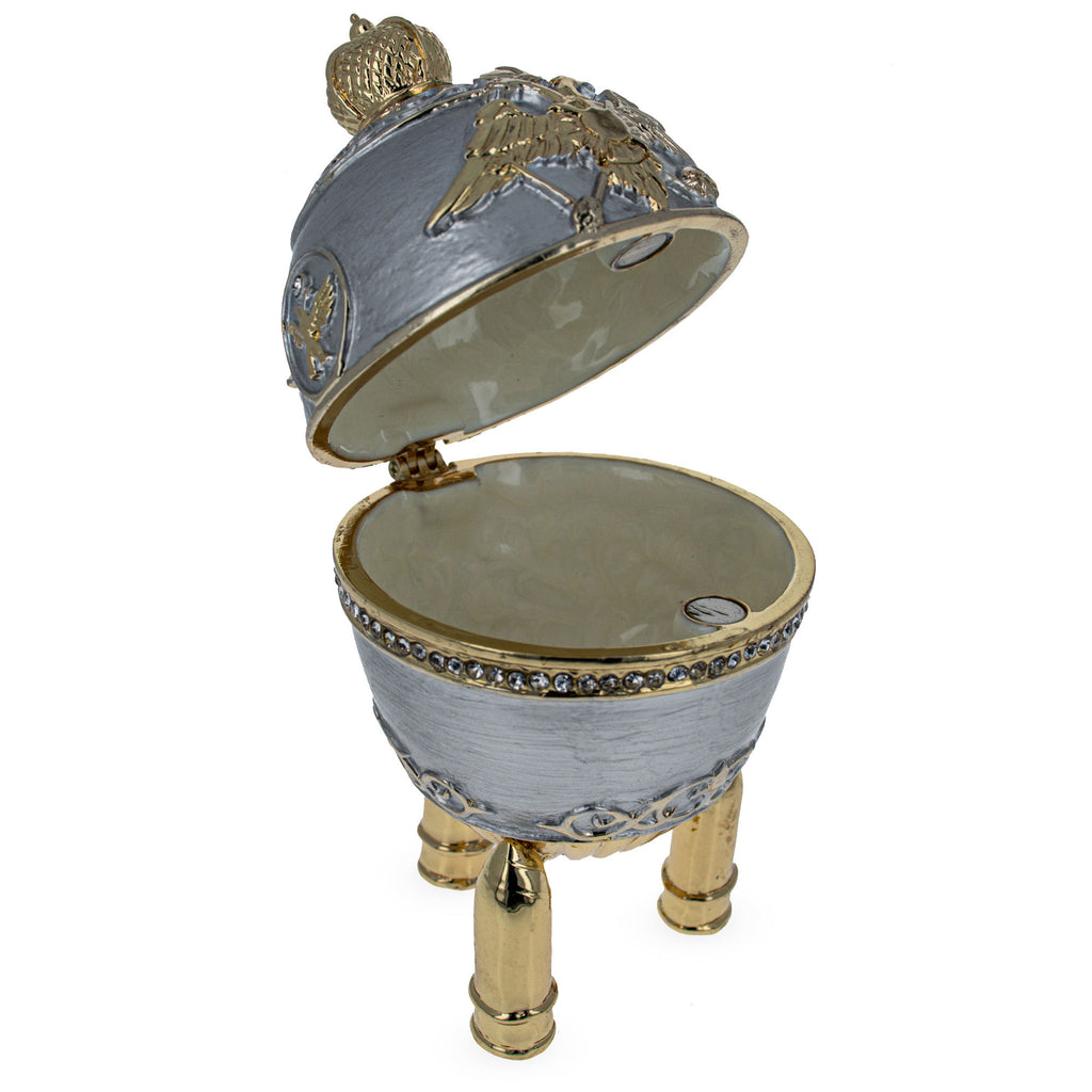 1916 Steel Military Royal Easter EggCzech Republic , dimensions in inches: 4.5 x 2.5 x 2.5