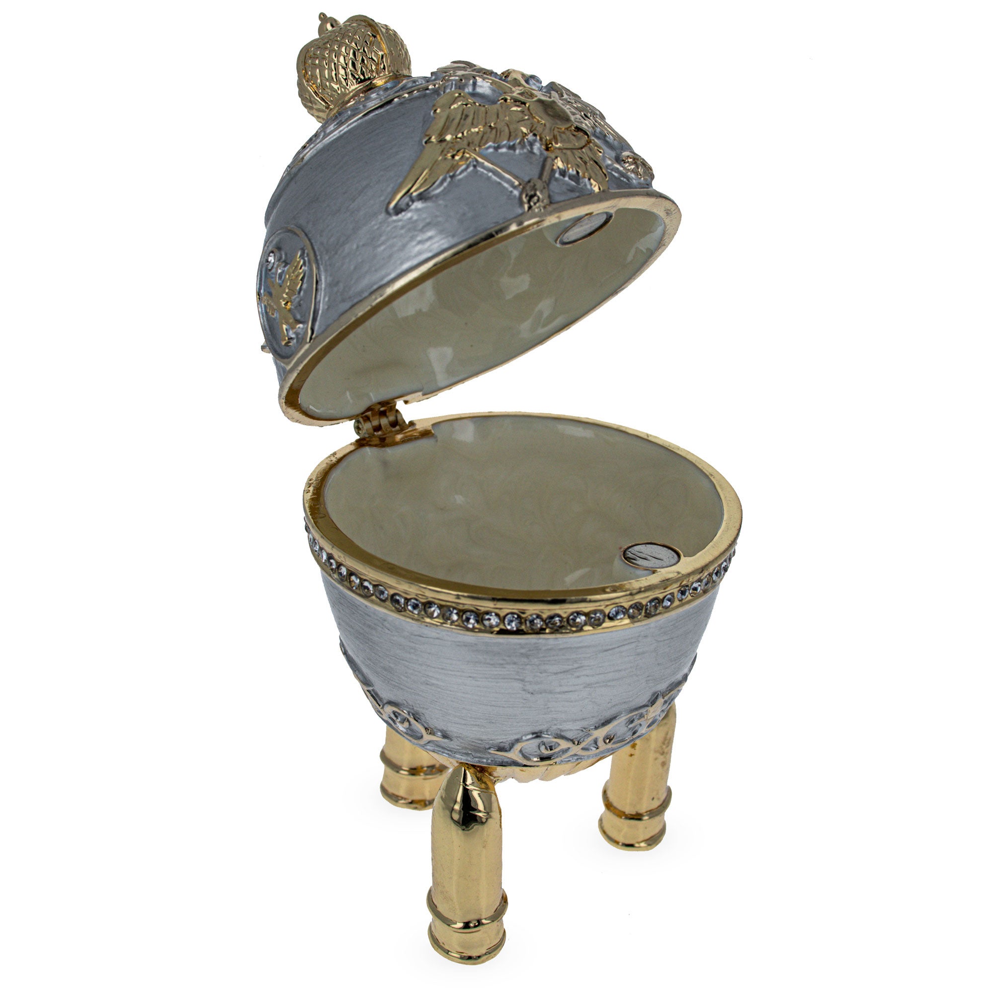 1916 Steel Military Royal Easter EggCzech Republic , dimensions in inches: 4.5 x 2.5 x 2.5
