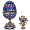 Pewter 1912 Tsarevich Royal Imperial Easter Egg 5.5 Inches in Blue color Oval