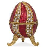 Pewter Red Crystal Spire Royal Inspired Imperial Egg 2.5 Inches in Red color Oval