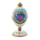 Rose in Crystal Valentine's Heart Royal Inspired Easter Egg 3.25 Inches in White color Oval