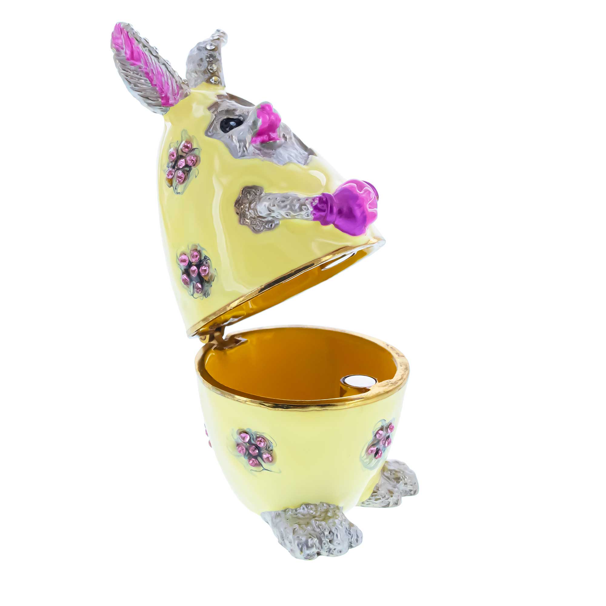 Bunny in the Easter Egg Metal Trinket Box Figurine , dimensions in inches: 3.5 x 1.8 x 1.8