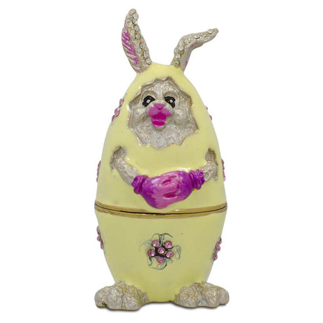 Pewter Bunny in the Easter Egg Metal Trinket Box Figurine in Yellow color