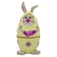 Bunny in the Easter Egg Metal Trinket Box Figurine in Yellow color