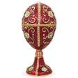 Green Flowers on Red Enamel Royal Inspired Imperial Metal Easter Egg in Red color, Oval shape