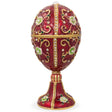Green Flowers on Red Enamel Royal Inspired Imperial Metal Easter Egg in  color Oval
