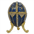 Crystal Triangles Jeweled Royal Imperial Inspired Metal Easter Egg in Blue color, Oval shape