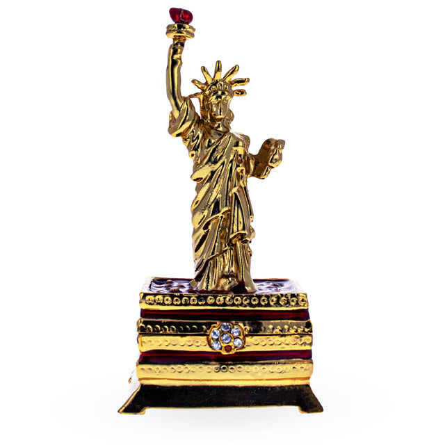 Statue of Liberty Jeweled Trinket Box Figurine in Multi color