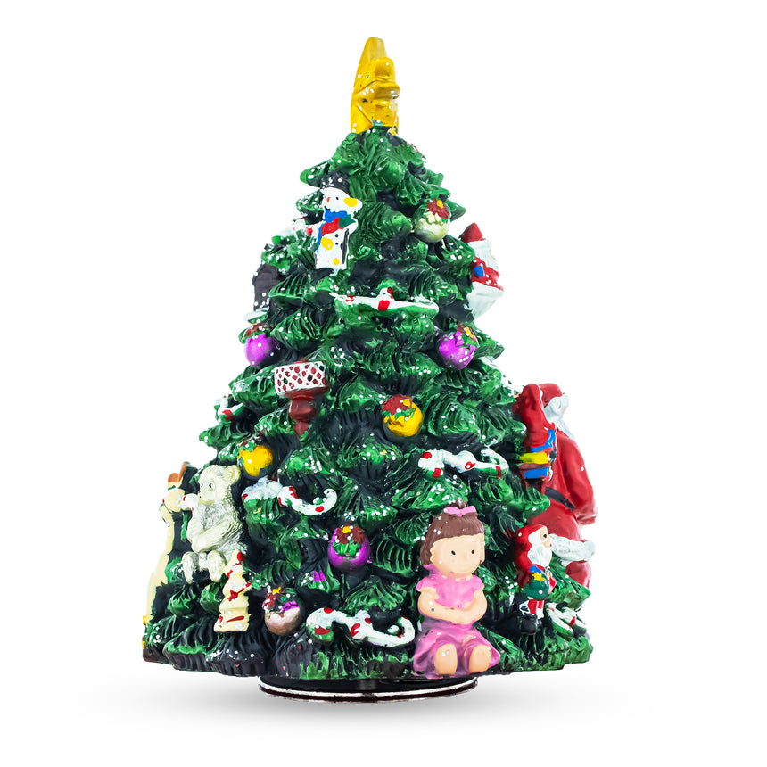 Santa Drummer Rotating Musical Christmas Tree Figurine , dimensions in inches: 6.25 x 4.5 x 4.5