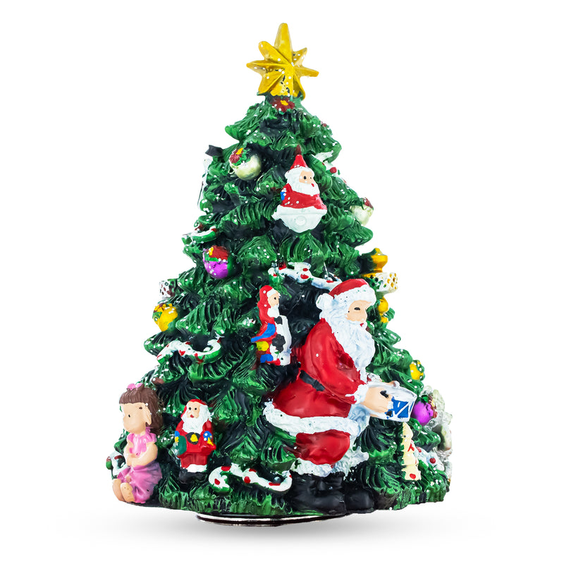 Santa Drummer atop Spinning Musical Tabletop Christmas Tree Figurine by BestPysanky